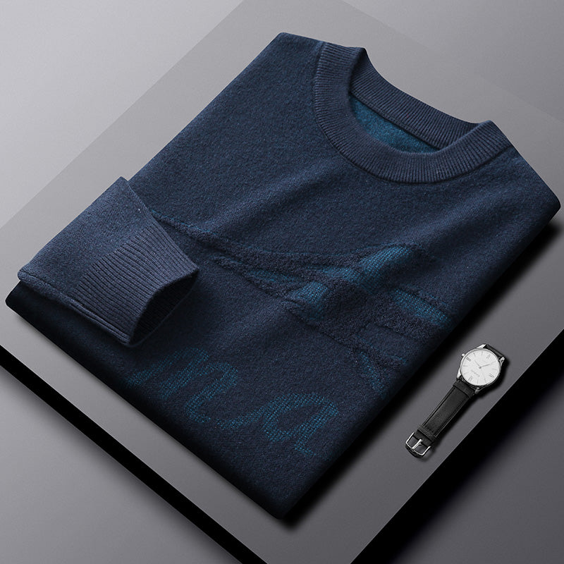 Men's Jacquard Loose Plus Size Wool Sweater