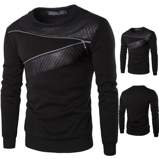 Men's casual fashion zipper plus size long sleeve