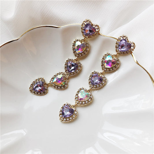 Rhinestone pink purple earrings