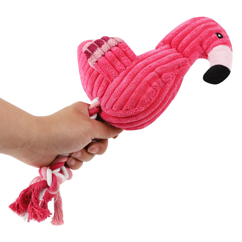 Brushed Velvet Animal Shape Vocal Flamingo Wear-Resistant Bite Resistant Dog Toy
