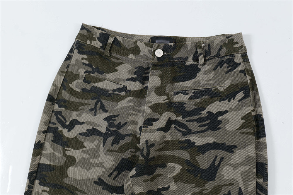 American Retro Camouflage Bell-bottom Pants Men