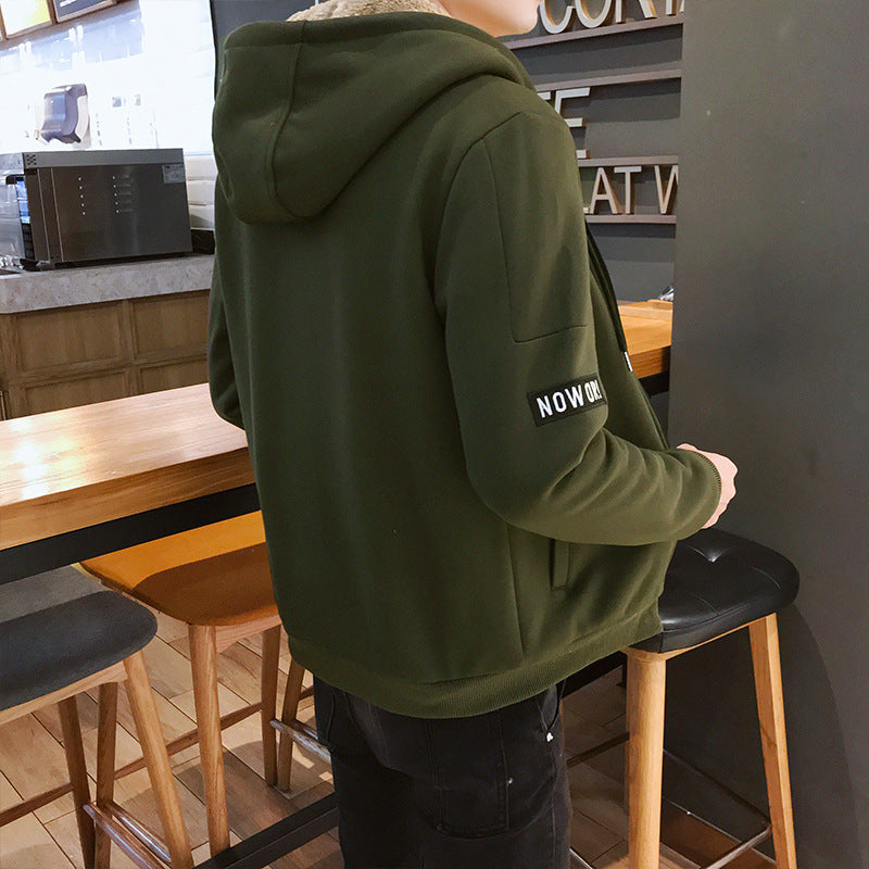 Hooded cardigan top plus size warm jacket