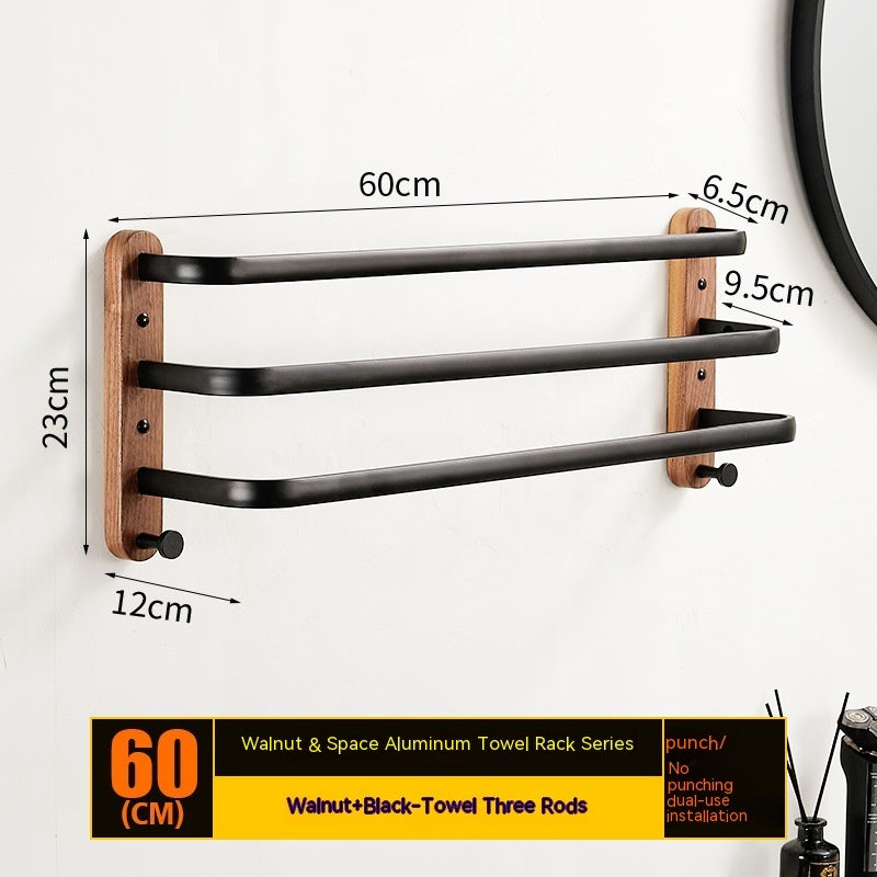 Solid Wood Towel Rack Wall Hanging Multi-bar