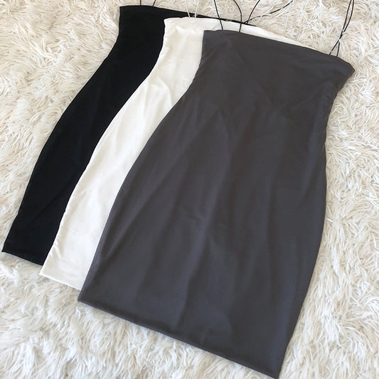 Homemade double-layer mirror out of the street, a single product sexy hot girl was thin, buttocks short skirt, ice silk flat neck suspender dress, female