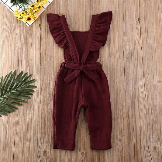 Bubble cotton pleated flying sleeve suspenders