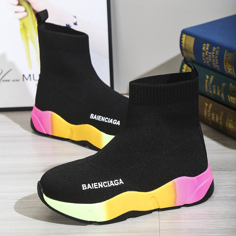 Black Sock Boots For Women Platform Shoes - FLIPSTYLEZLLC