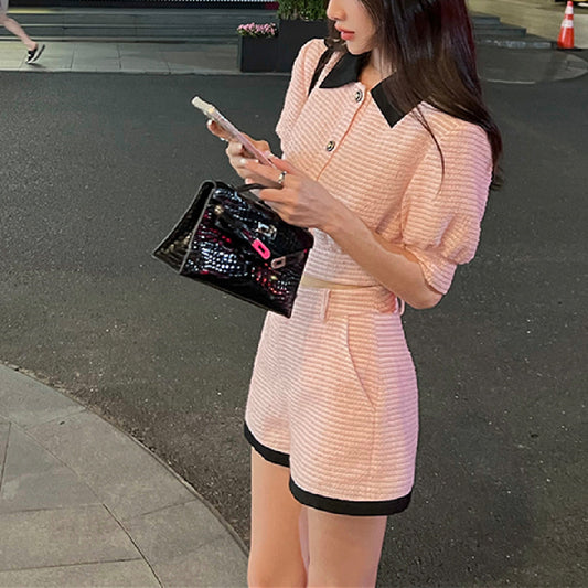 Women's Summer High-end Sweet And Salty Shorts Two-piece Set