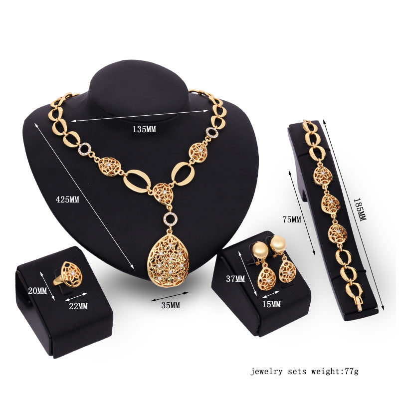 Jewelry Fashion Necklace Earrings Bracelet Ring Four Piece Jewelry Set - FLIPSTYLEZLLC