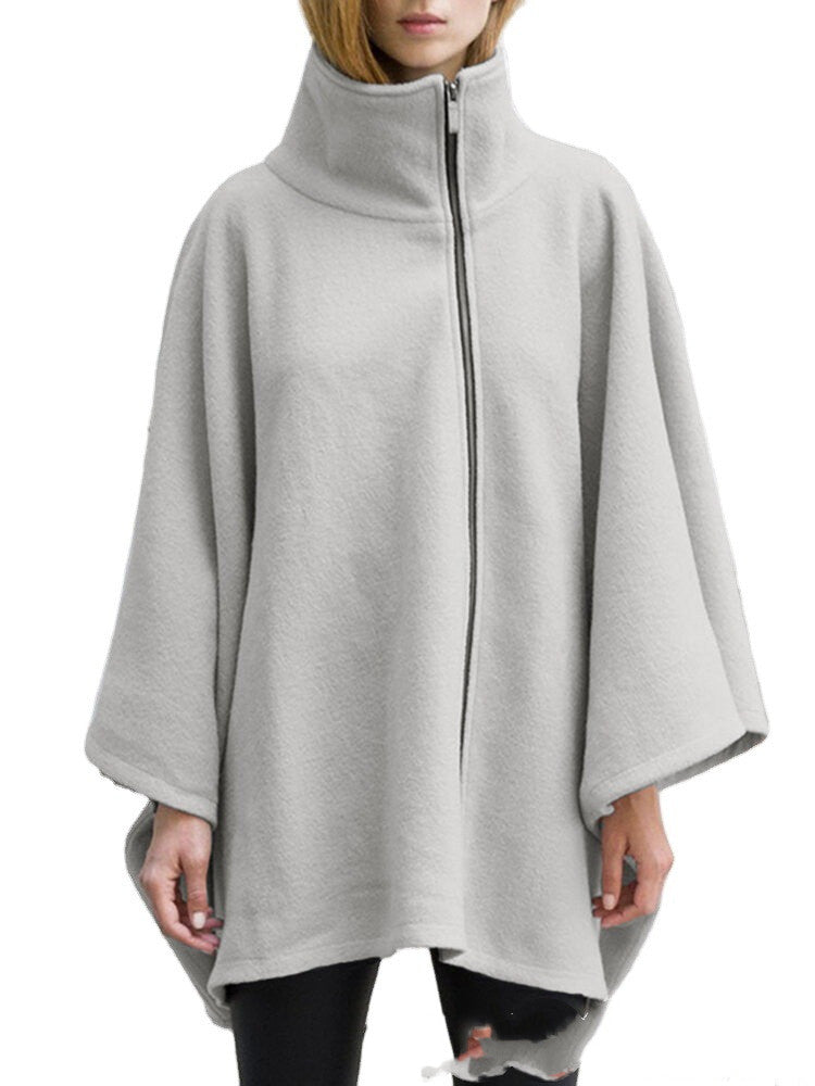 Women's Plus Size Mid-length Zipper Long-sleeved Jacket