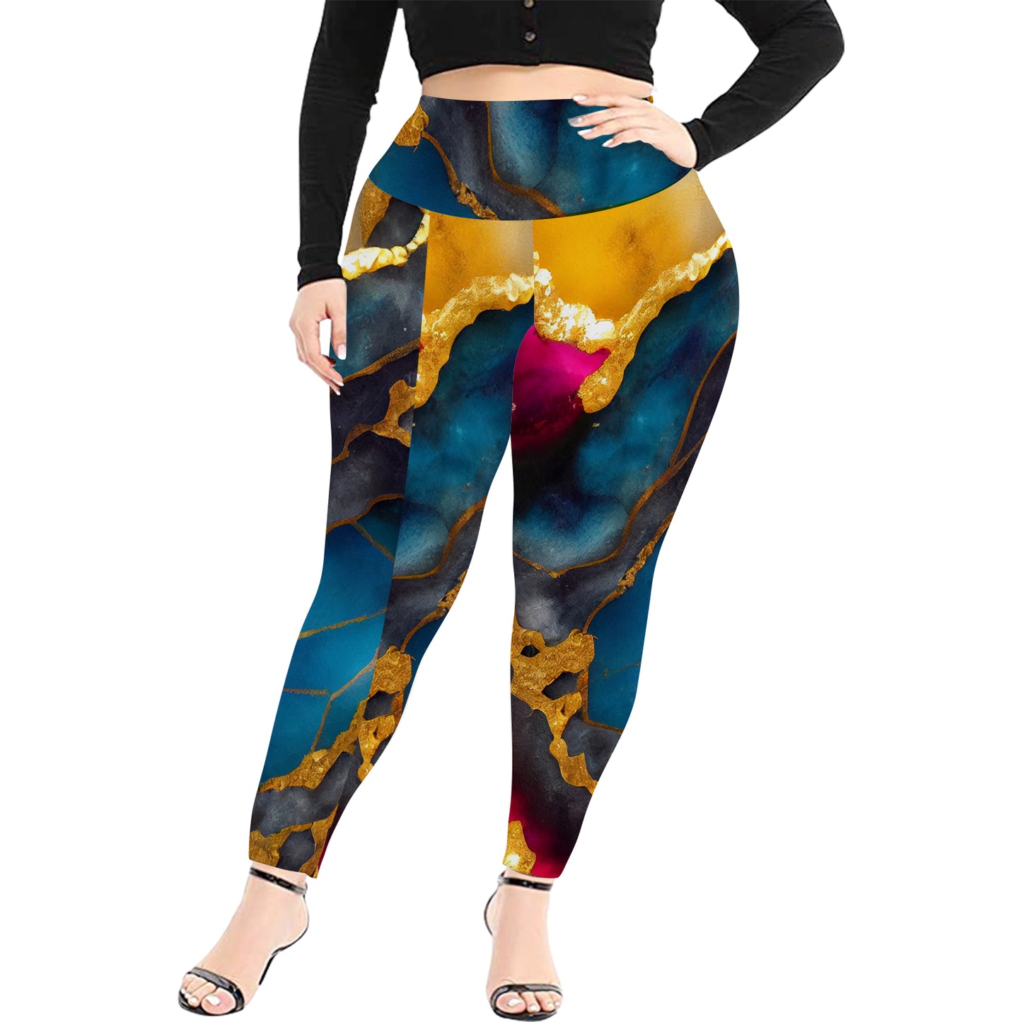 Women's High Waist Leggings(Plus Size)(ModelL45)