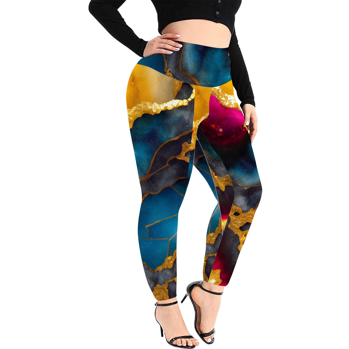 Women's High Waist Leggings(Plus Size)(ModelL45)