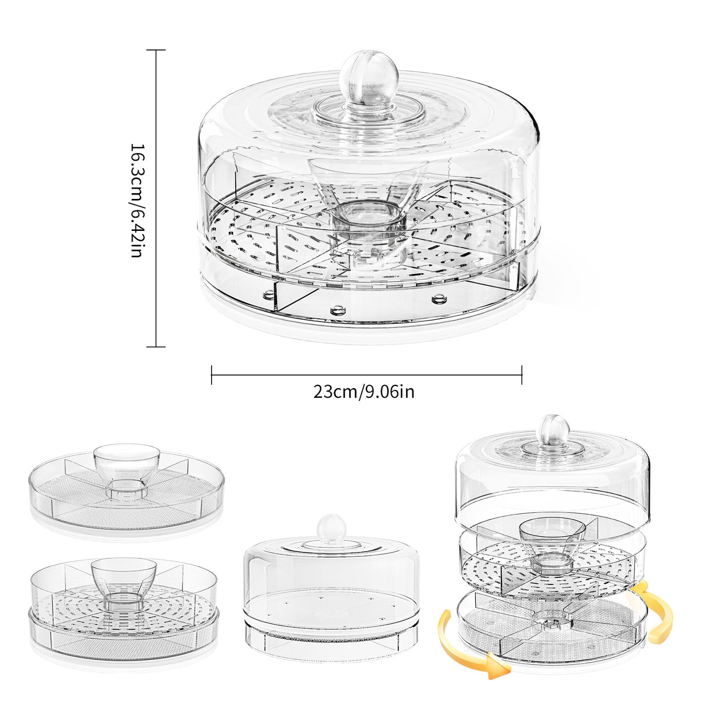 Outdoor Iced 4-compartment Multifunctional Crisper Rotating Storage Tray
