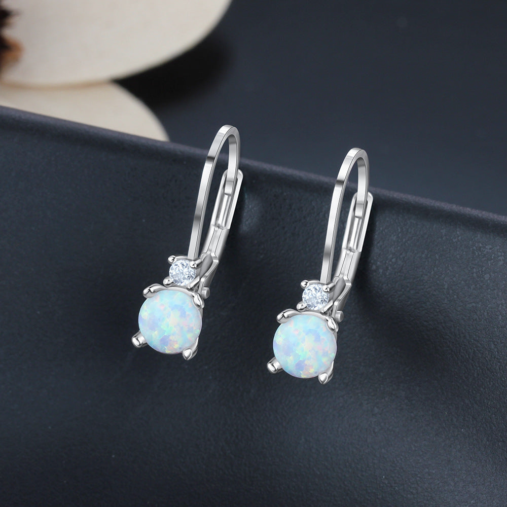 Simple Earrings S925 Silver Jewelry Women's Round