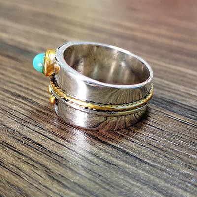 Gold Bead and Sapphire Ring