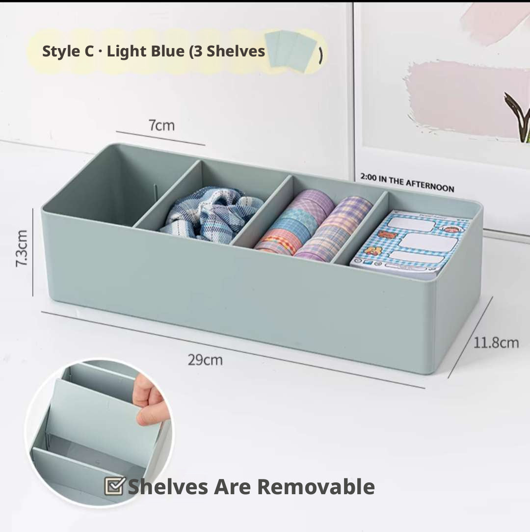 Removable Compartment Storage Box-Light Blue-1 pack