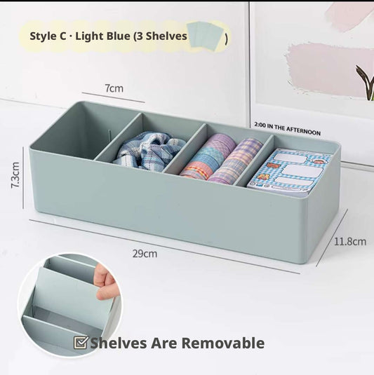 Removable Compartment Storage Box-Light Blue-1 pack