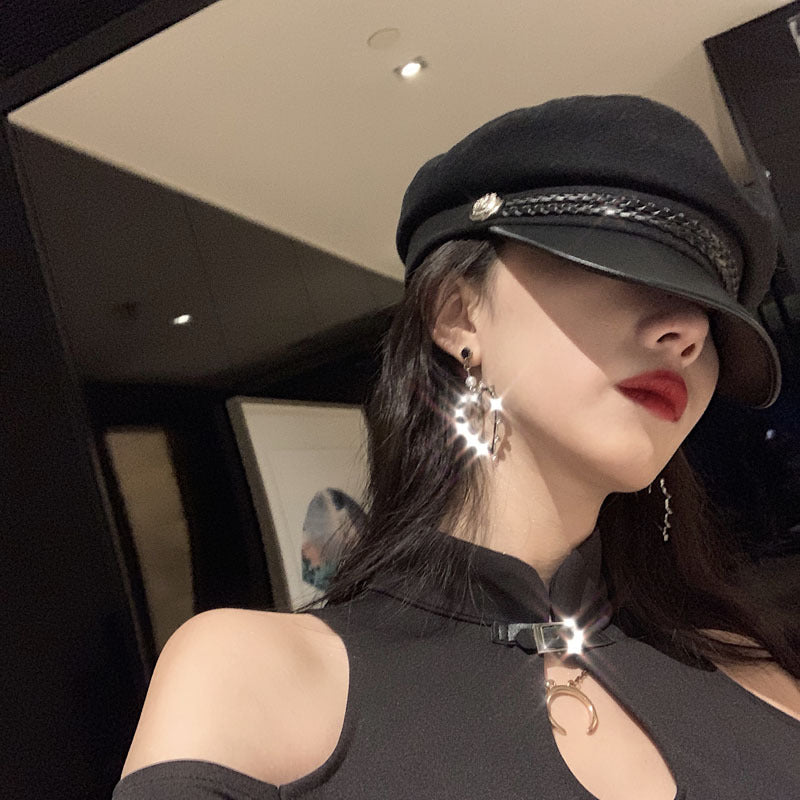 Sexy off-the-shoulder long-sleeved slim-fitting slim high split dress dark girl long cheongsam