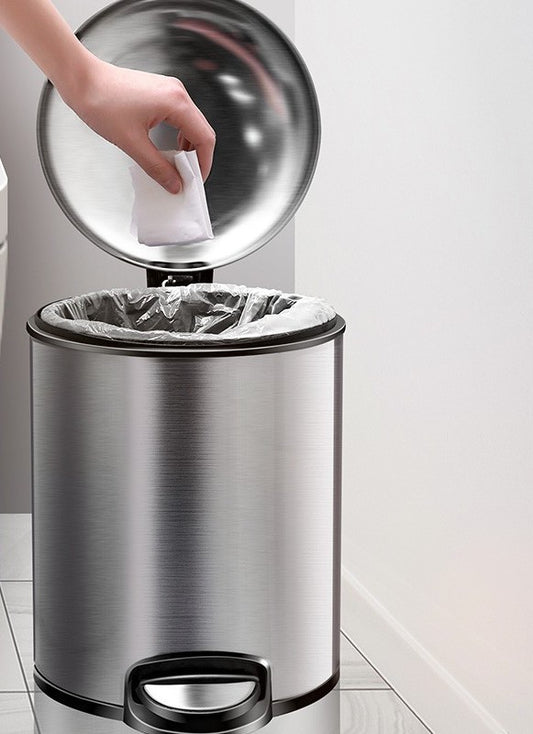 Light Luxury Toilet Toilet Large Capacity Stainless Steel Foot Bin With Lid