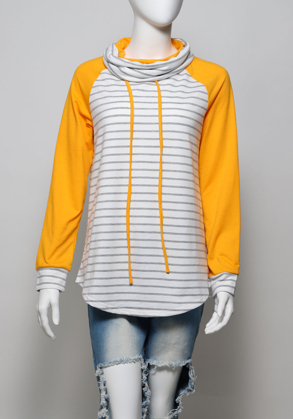 New pink sleeves blue stripes Fall or winter cotton sweater for high school or collage age girl