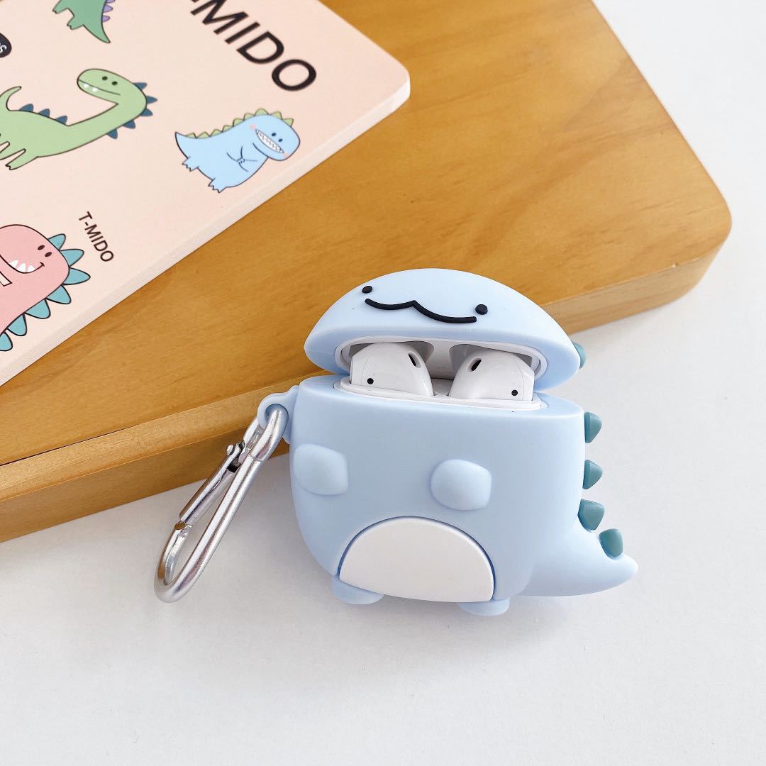 Compatible with Apple , Cute blue baby dragon silicone earphone case