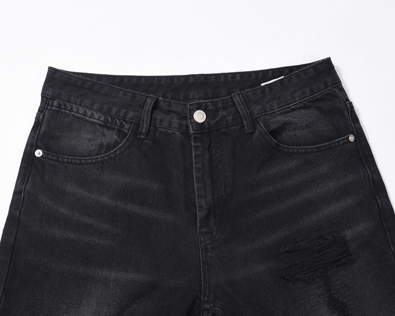 Men's Washed Old Torn Jeans