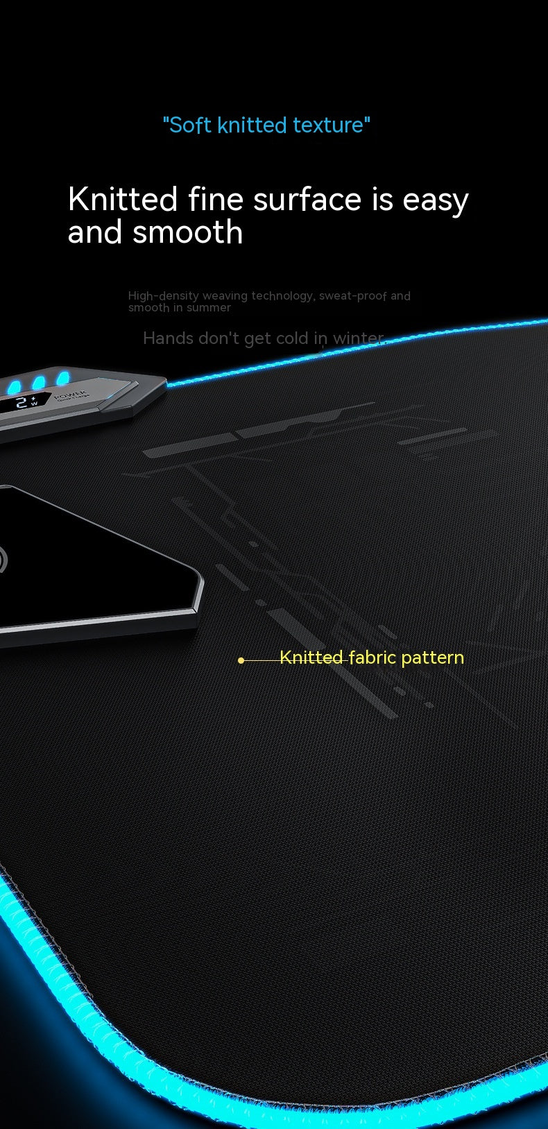 RGB Wireless Charging Mouse Pad with LED Lights for Gaming and Office Use