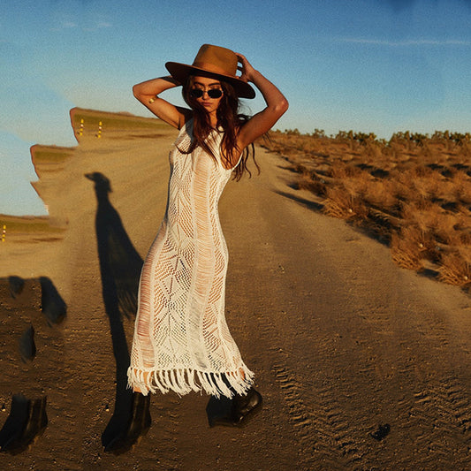 Knitted tassel sun protection clothing