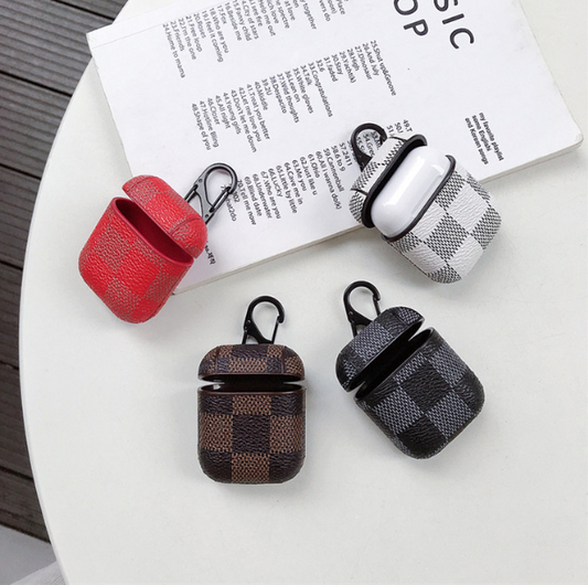 Compatible with Jacket anti-lost hook wireless Bluetooth headset 2 generation leather case lattice hard shell tide