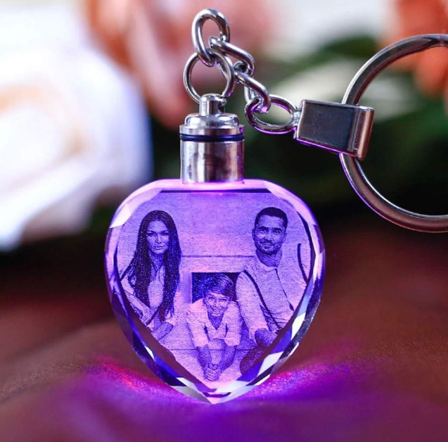 Custom Crystle Kyechain Colorful Lamp Logo Words or Photo