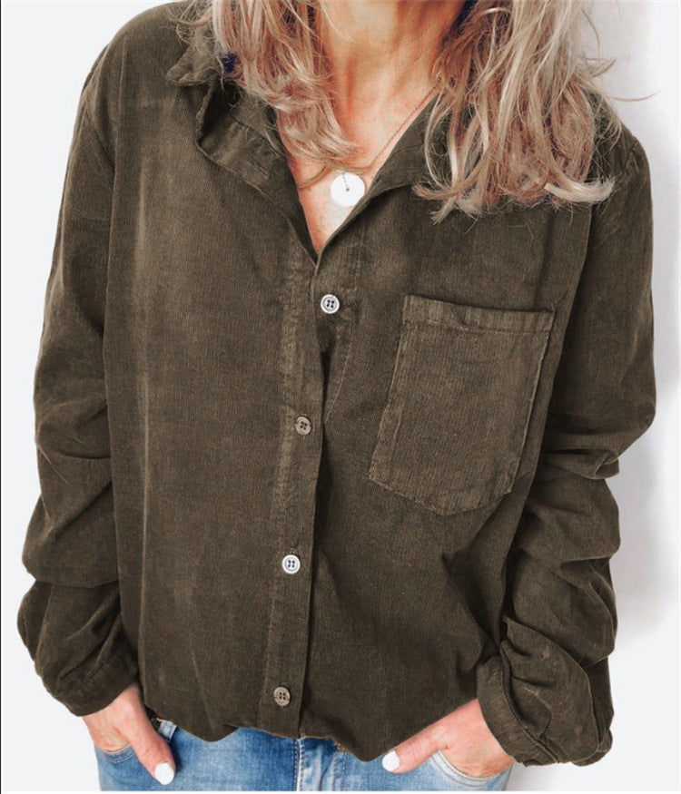 New Style Corduroy Women's Plus Size Shirt Jacket