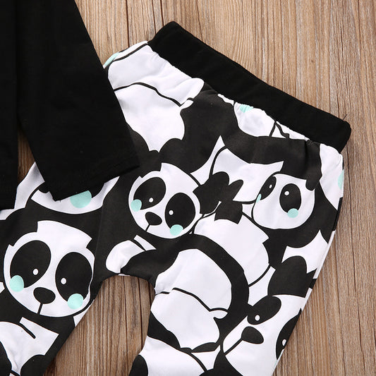 Letter Arrow T-shirt Panda Pants 2-Piece Set