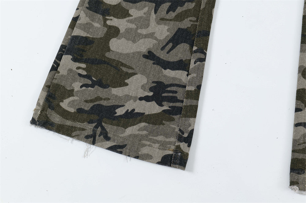 American Retro Camouflage Bell-bottom Pants Men
