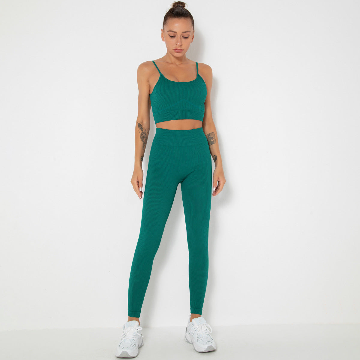 Knitted Sling Beautiful Back Sports Yoga Bra Set