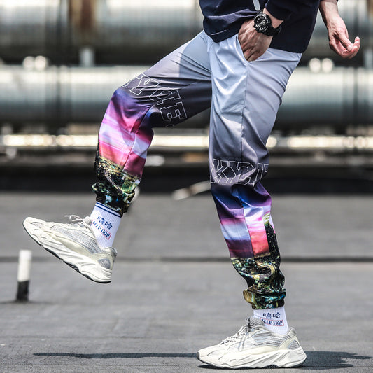 Fleece gradient sports pants