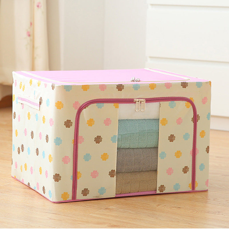 Steel Frame Storage Box Oxford Cloth Sorting Box Quilt Storage Box Folding Wardrobe Cloth Art Extra Large Storage Bag with Cover