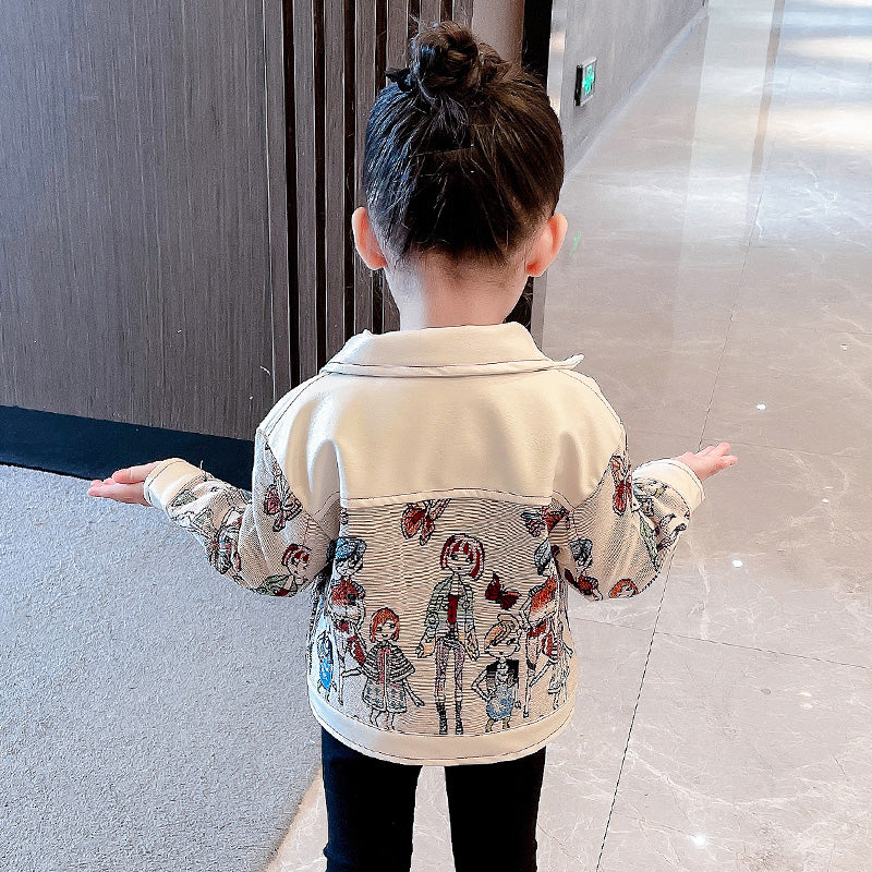 Girls' Leather Coat New Fashion Jacket