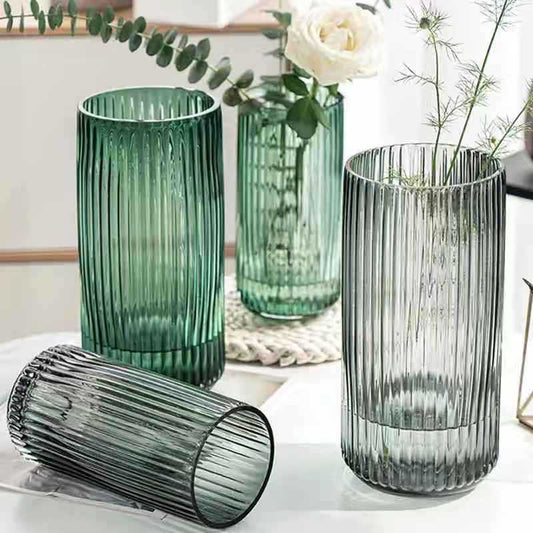 Home Fashion Decoration Color Vertical Striped Glass Vase