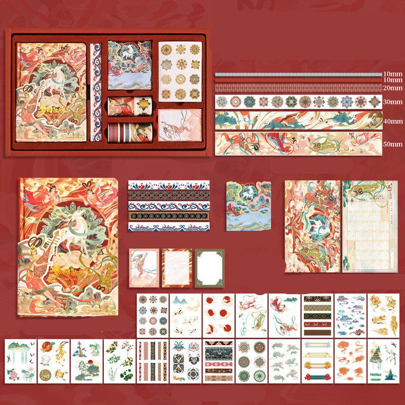 Ancient Style Hand Book Tape Stickers Sticky Notes Gift Box