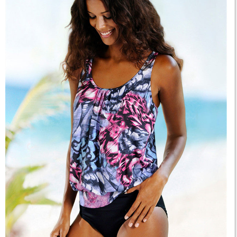 Printed Plus Size Swimsuit Women's Split Bikini