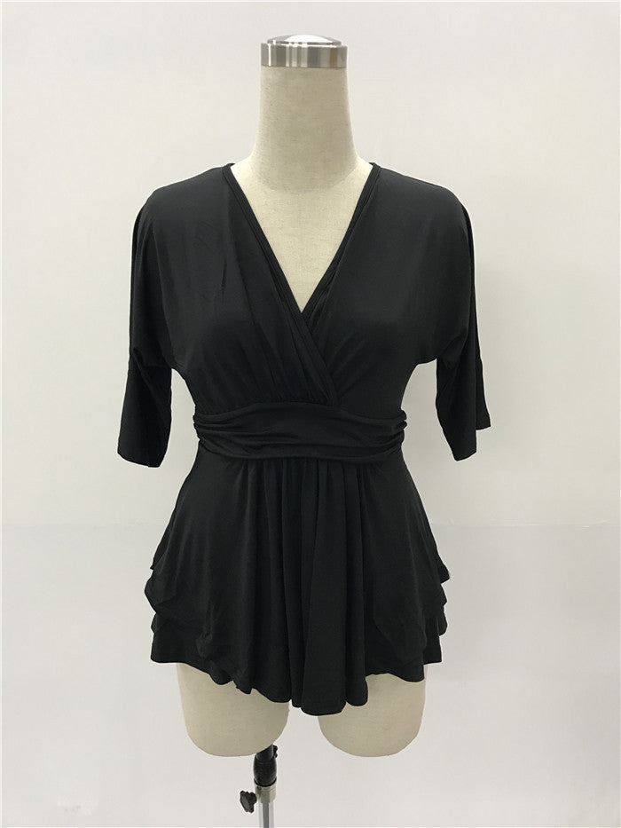 V Solid Color Women's Plus Size Dress