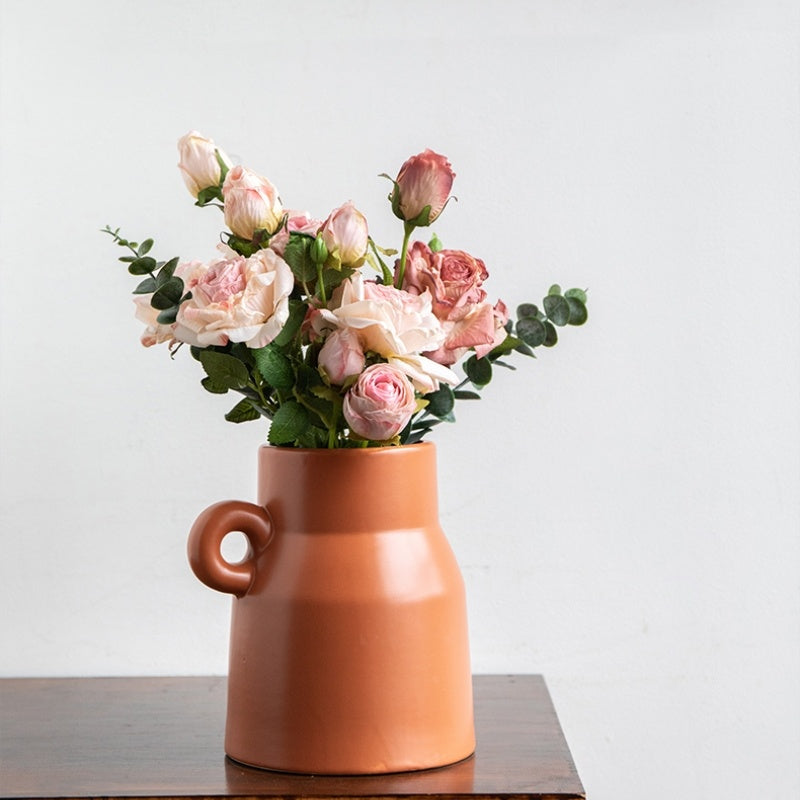 Creative Large Diameter Ceramic Storage Tank Art Single Ear Vase