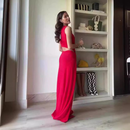 New sexy long Low-cut V-neck High Slit dress for women