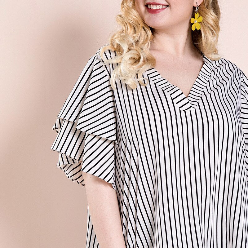 Plus size women's striped top T-shirt