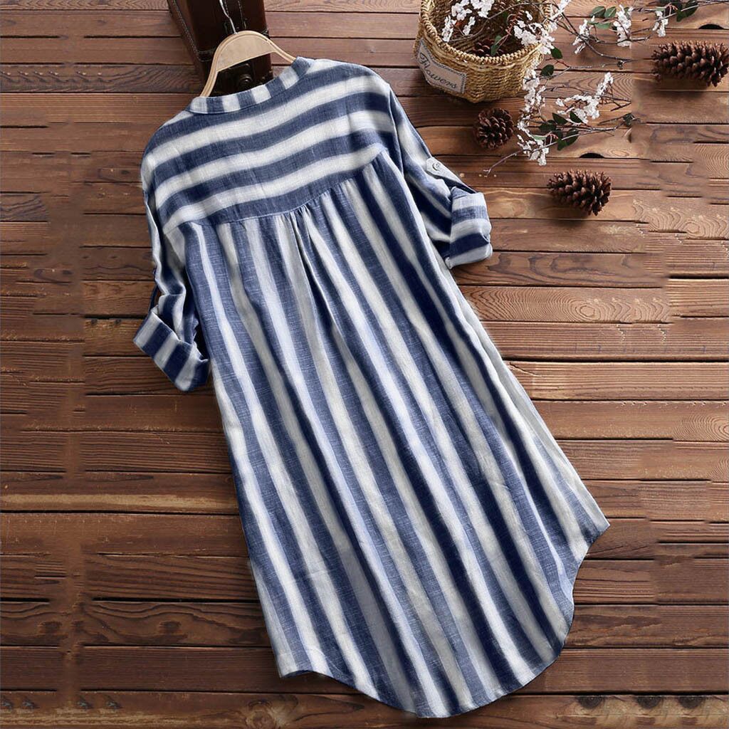 Women's Fashion Striped Long Sleeve Plus Size Shirt