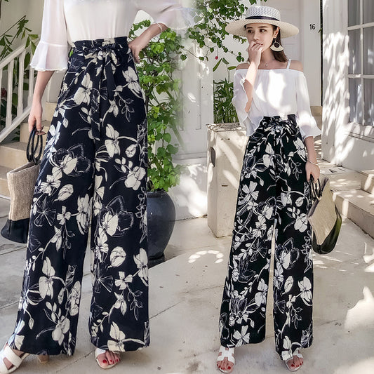 Large size bohemian wide-leg pants seaside beach pants trousers travel wear
