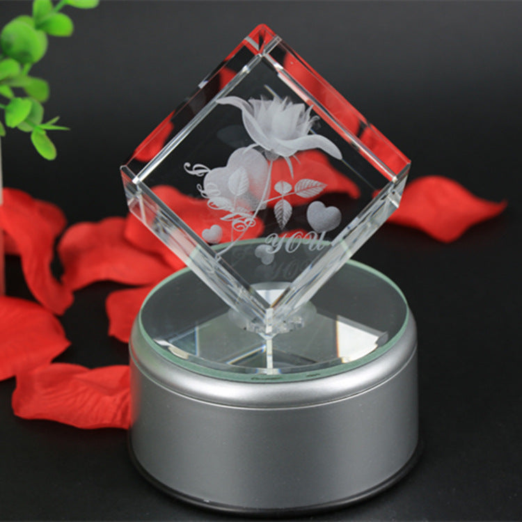 3D Crystal Inner Carved Rose Ornaments