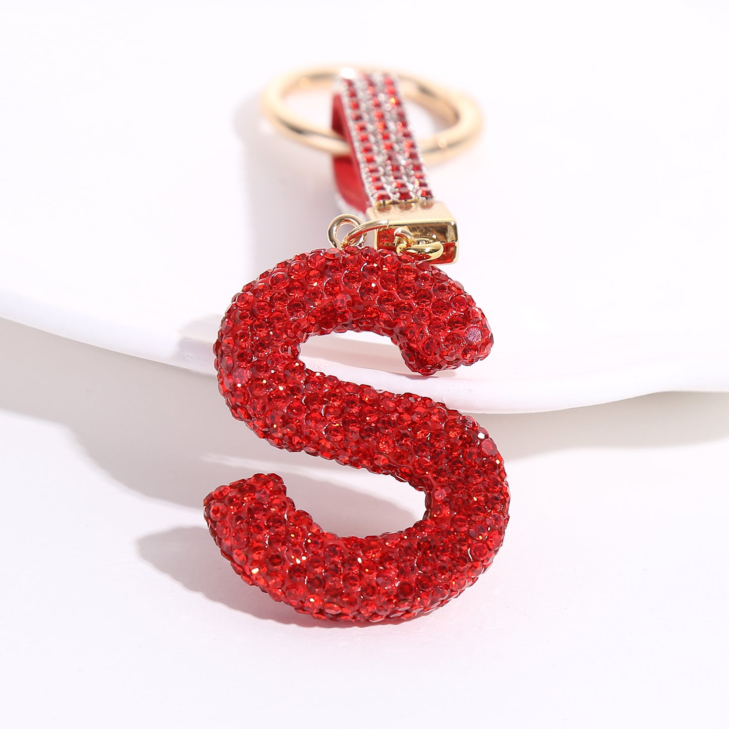 Home Fashion Simple Full Diamond Letter S Keychain