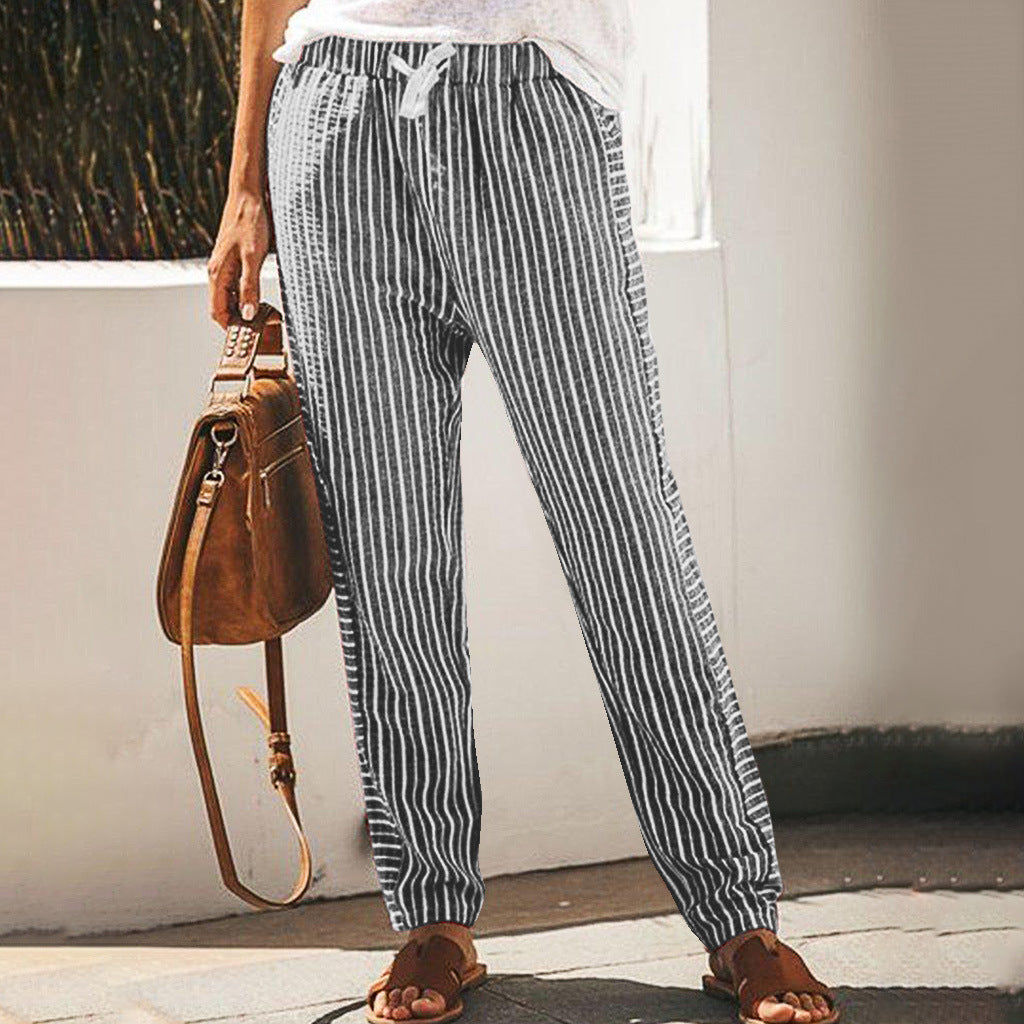 Striped wide-leg pants