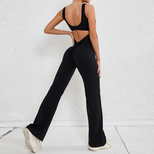 Hollow-out Beauty Back Sports Workout Clothes Jumpsuit