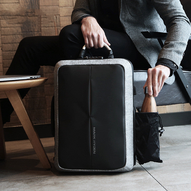 BLACK Men's backpack rechargeable usb computer bag